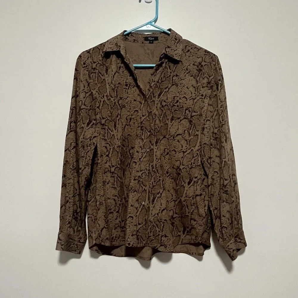 Rails Tan Snake Print Button Down Shirt - image 3